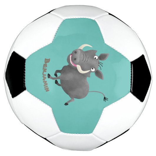 アフリおもしろいカのワルトグ豚の漫画イラストレーション サッカーボール (回転)