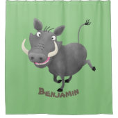 アフリおもしろいカのワルトグ豚の漫画イラストレーション シャワーカーテン (正面)