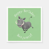 アフリおもしろいカのワルトグ豚の漫画イラストレーション スタンダードカクテルナプキン (正面)