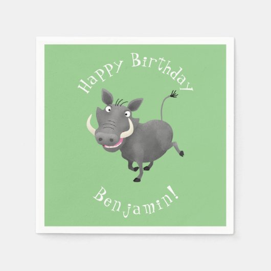 アフリおもしろいカのワルトグ豚の漫画イラストレーション スタンダードカクテルナプキン (正面)