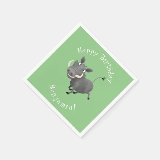 アフリおもしろいカのワルトグ豚の漫画イラストレーション スタンダードカクテルナプキン (角)