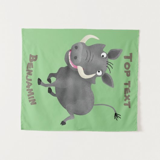 アフリおもしろいカのワルトグ豚の漫画イラストレーション タペストリー (正面(横))