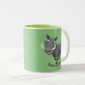 アフリおもしろいカのワルトグ豚の漫画イラストレーション ツートーンマグカップ (正面右)