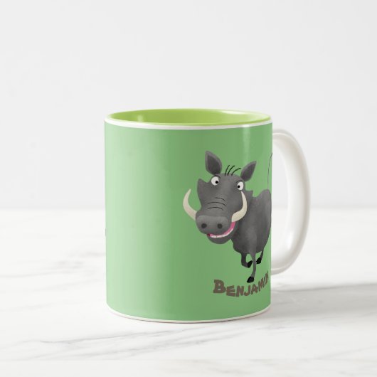 アフリおもしろいカのワルトグ豚の漫画イラストレーション ツートーンマグカップ (正面右)