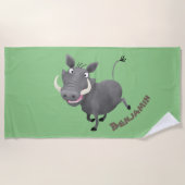 アフリおもしろいカのワルトグ豚の漫画イラストレーション ビーチタオル (正面)