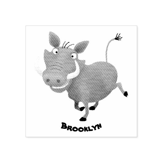 アフリおもしろいカのワルトグ豚の漫画イラストレーション ラバースタンプ (インプリント)