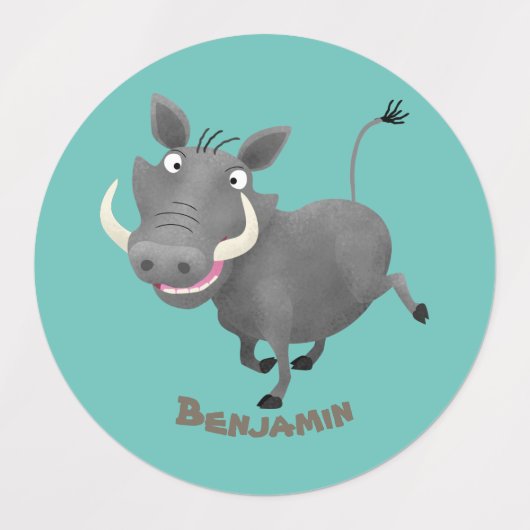 アフリおもしろいカのワルトグ豚の漫画イラストレーション ラベル (デザイン2)