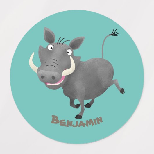 アフリおもしろいカのワルトグ豚の漫画イラストレーション ラベル (デザイン1)