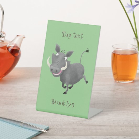 アフリおもしろいカのワルトグ豚の漫画イラストレーション 台座サイン (インサイチュ)