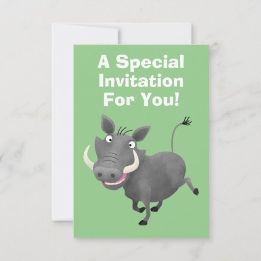 アフリおもしろいカのワルトグ豚の漫画イラストレーション 招待状 (裏面)