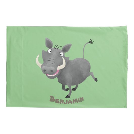 アフリおもしろいカのワルトグ豚の漫画イラストレーション 枕カバー (裏面)