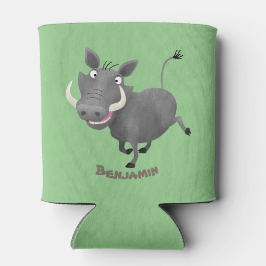 アフリおもしろいカのワルトグ豚の漫画イラストレーション 缶クーラー (裏面)