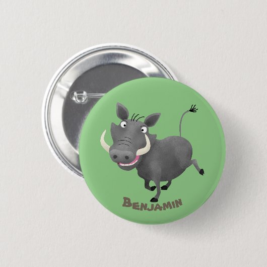 アフリおもしろいカのワルトグ豚の漫画イラストレーション 缶バッジ (正面&裏面)