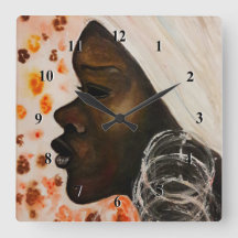 アフリかわいらしカ女性の壁絵画時計