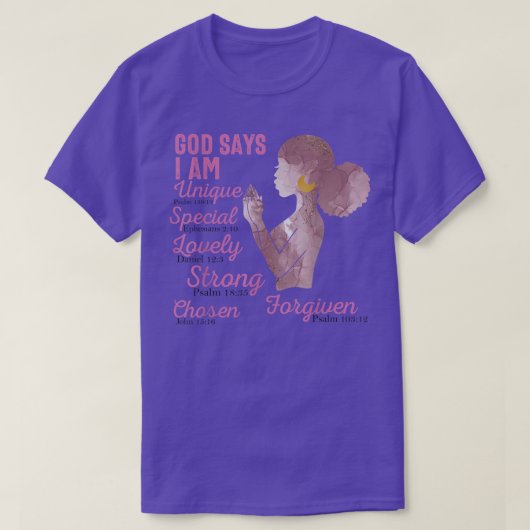 アフリやる気を起こさせるカ・アメリカン・ウォムの聖句 Tシャツ (デザイン正面)