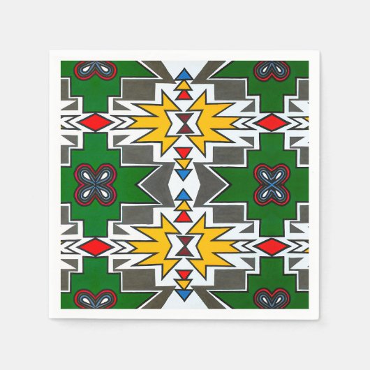 アフリインスパイアア部族パタ結婚ン表 スタンダードカクテルナプキン (正面)