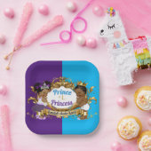 アフリエレガントカ紫と青の男女の表示 ペーパープレート (パーティー)