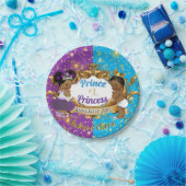 アフリエレガントカ紫と青の男女の表示 ペーパープレート (パーティー)