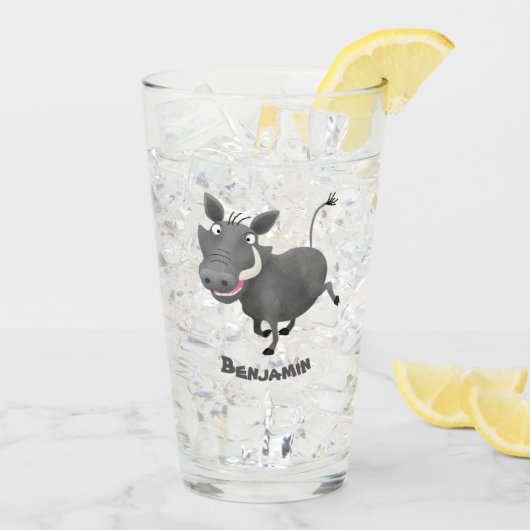 アフリカおもしろいのワルトグ豚の漫画パーソナライズされた タンブラーグラス (アイス裏面)