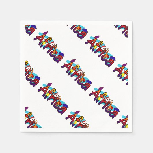 アフリカおもしろいカラフルサファリのロゴ スタンダードカクテルナプキン (正面)