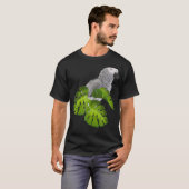 アフリカおもしろいグレイのオウムの鳥のシャツはメンズ Tシャツ (正面フル)