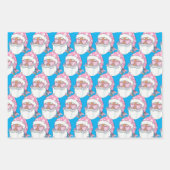 アフリカおもしろい系アメリカ人サンタ顔ピンククリスマス ラッピングペーパーシート (正面3)