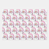 アフリカおもしろい系アメリカ人サンタ顔ピンククリスマス ラッピングペーパーシート (正面2)