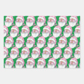 アフリカおもしろい系アメリカ人サンタ顔ピンククリスマス ラッピングペーパーシート (正面)