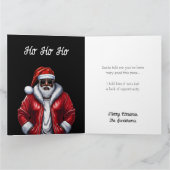 アフリカおもしろい系アメリカ人ブラックサンタクリスマス カード (内部)