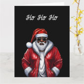 アフリカおもしろい系アメリカ人ブラックサンタクリスマス カード (黄色い花)