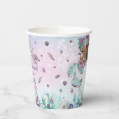 アフリカお洒落茶色の肌の人魚の赤ちゃんシャワー 紙コップ (左)