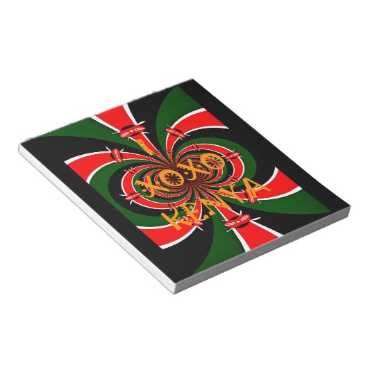 アフリカからインスパイアされたケニアの国旗抽象アート ノートパッド (アングル)