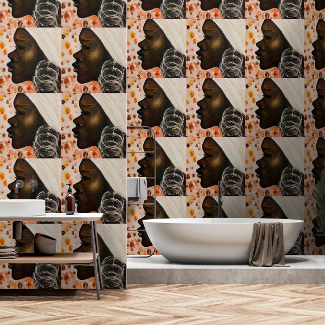 アフリカかわいらし人女性 壁紙 (浴室)