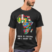 アフリカが大陸地図と国旗を呼んでいる Tシャツ (正面)