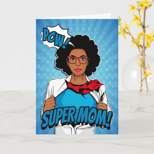 アフリカすごい系アメリカ人の母の幸せな母の日 カード (黄色い花)