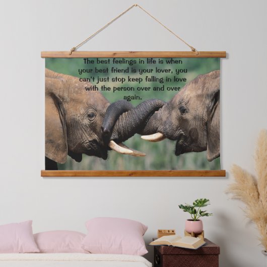 アフリカで一緒にゾウ 吊り下げ型タペストリー (寝室)