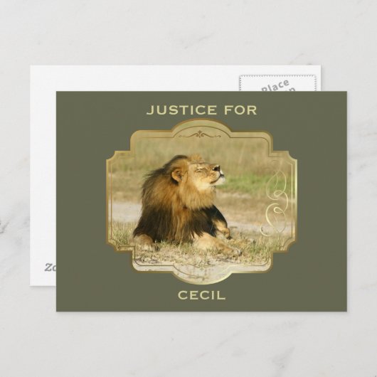 アフリカで殺されたライオンのセシルのための正義 ポストカード (正面/裏面)