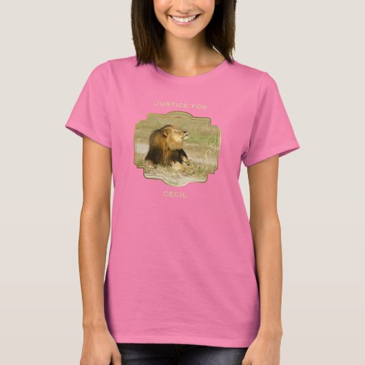 アフリカで殺されたライオンのセシルのための正義 Tシャツ (正面)