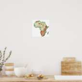 アフリカとその国の色分けされた地図 ポスター (キッチン)