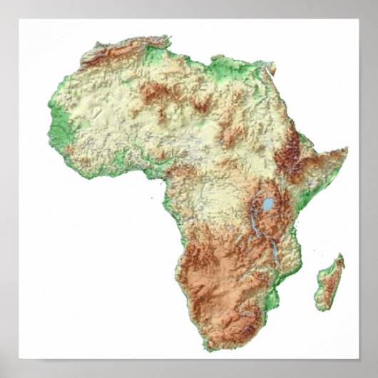 アフリカとその国の色分けされた地図 ポスター (正面)
