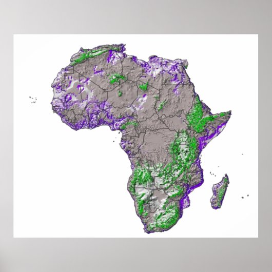 アフリカとその国の色分けされた地図 ポスター (正面)