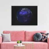 アフリカとヨーロッパを示す夜の完全な地球 キャンバスプリント (インサイチュ (リビング))