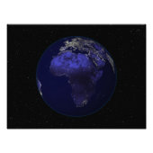 アフリカとヨーロッパを示す夜の完全な地球 フォトプリント            (正面)
