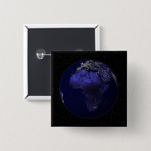 アフリカとヨーロッパを示す夜の完全な地球 缶バッジ (正面&裏面)