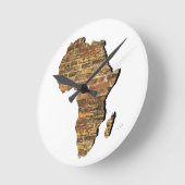 アフリカと古代のレンガの壁 ラウンド壁時計 (傾斜)