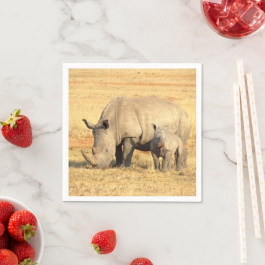 アフリカのかわいいサイ スタンダードカクテルナプキン (インサイチュ)