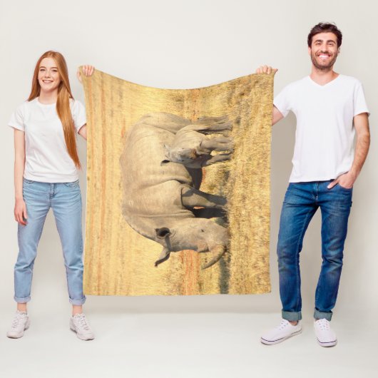 アフリカのかわいいサイ フリースブランケット (インサイチュ)