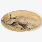 アフリカのかわいいサイ ペーパープレート (アングル)