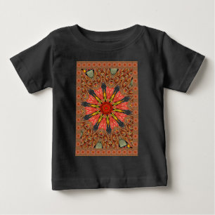 アフリカのアジア伝統的のエッジパターン ベビーTシャツ