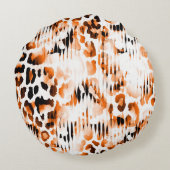 アフリカのアニマルプリント。ヴィンテージの自然なパターン。ブル ラウンドクッション (裏面)